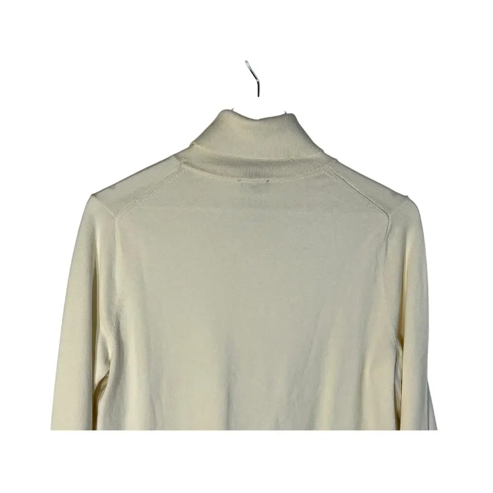 TALBOTS WOMENS SIZE LARGE PETITE FINE KNIT TURTLENECK SWEATER CREAM NEW